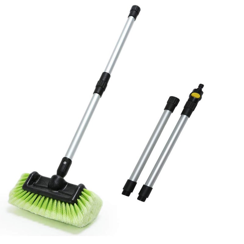 Forgrace Car Wash Brush 12" with Long Handle 60 Inch, Soft Bristle Scrub Brush for Car, Truck, Boat, RV, House Siding, Deck Camper Exterior Washing Cleaning Tool Green - Image 3